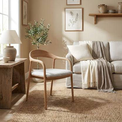 Polyester-Upholstered Modern Dining Armchair with Open-Back Design