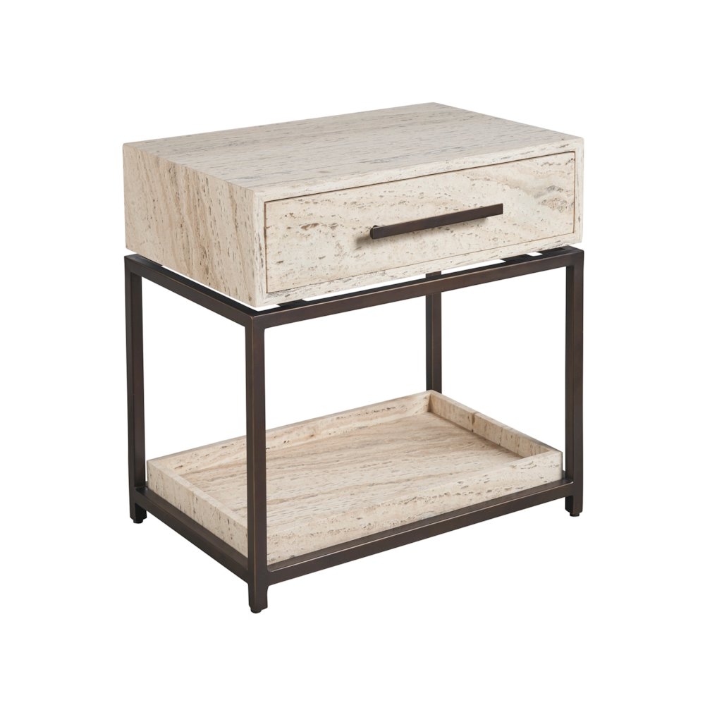 Dove Nightstand In White Travertine Color