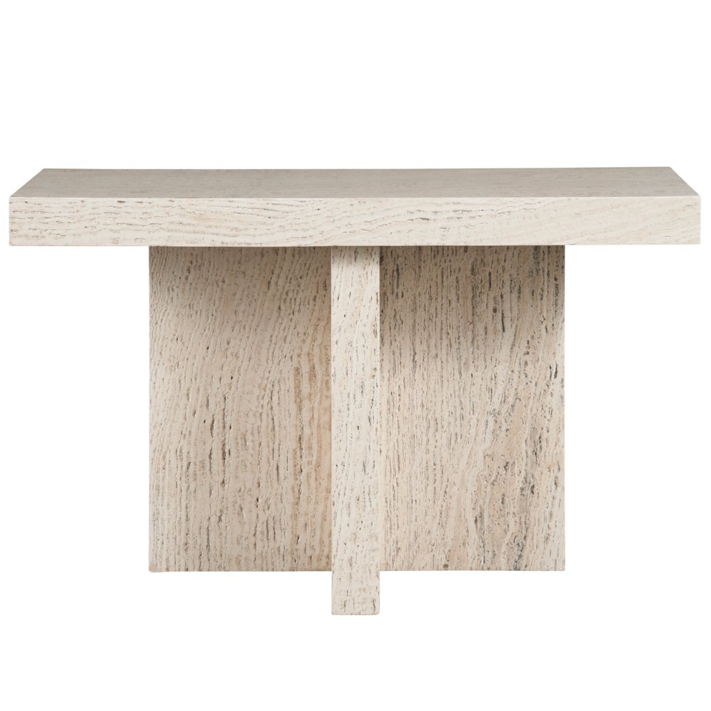 Daxton Console Table In White Travertine Color