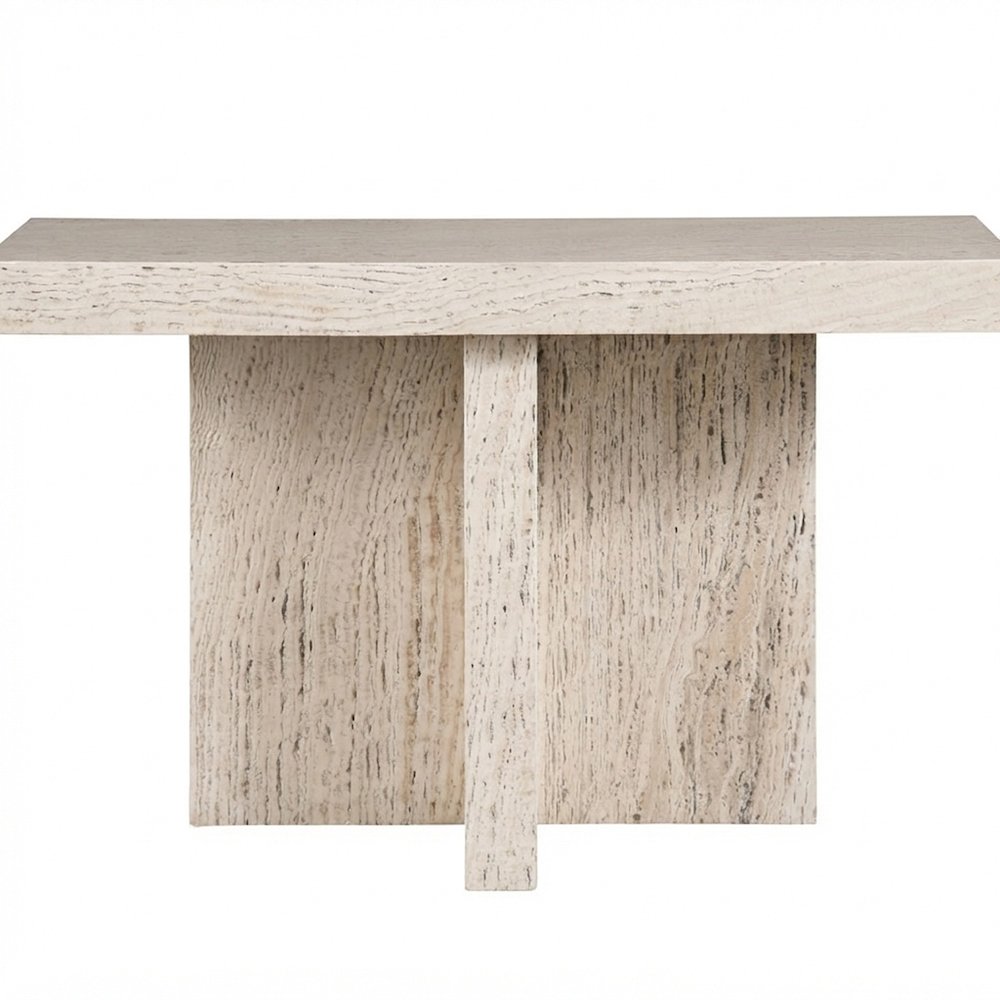 Travertine Sofa Table with Honed Finish and Adjustable Levelers