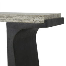 Travertine Top Console Table with Cast Aluminum Pedestal Base