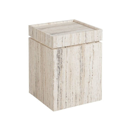 Natural Travertine Stone Accent Table with Honed Finish and Felt Pads