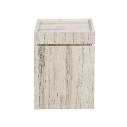 Natural Travertine Stone Accent Table with Honed Finish and Felt Pads