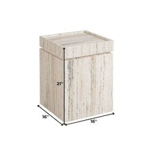 Natural Travertine Stone Accent Table with Honed Finish and Felt Pads