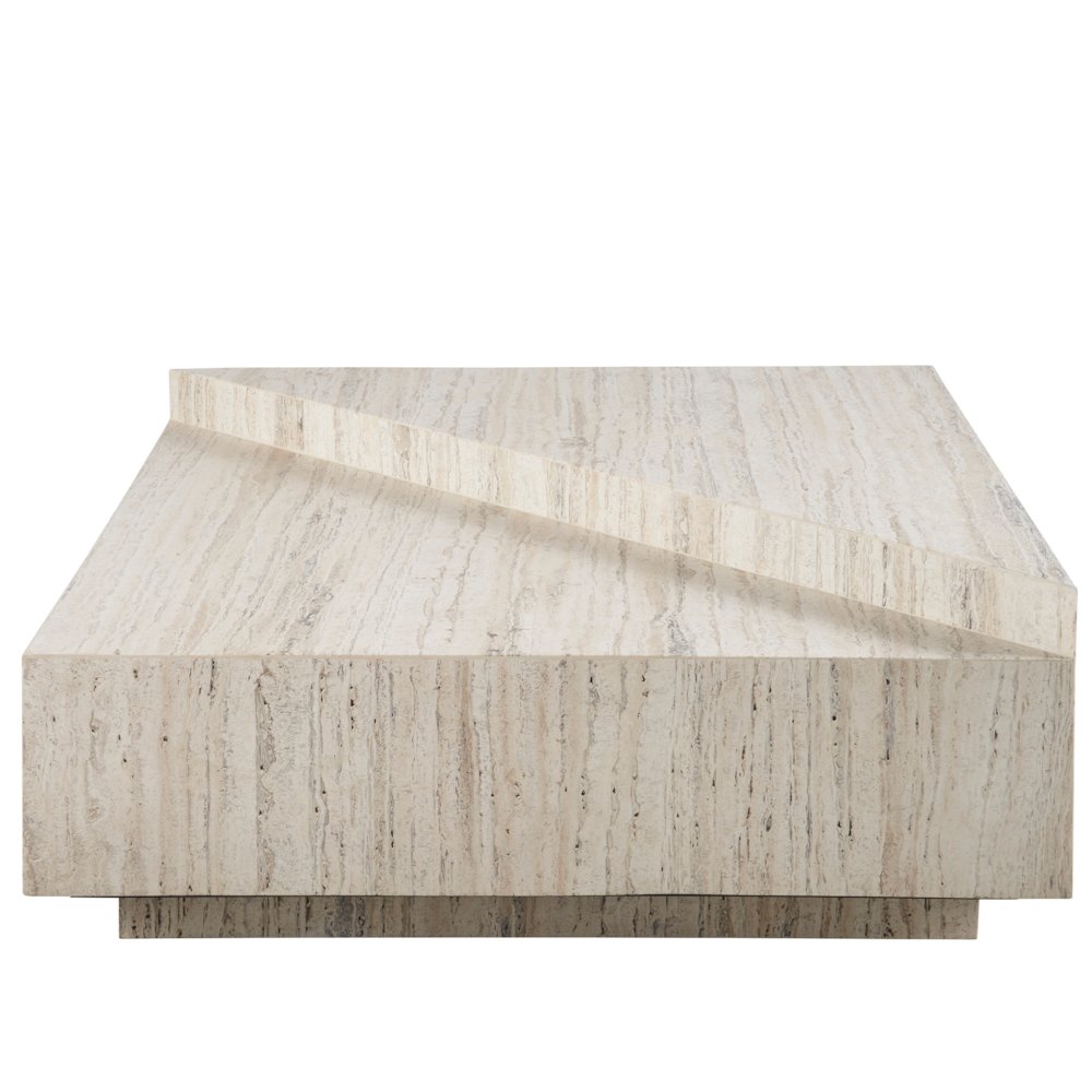 Daxton Cocktail Table In White Travertine Color