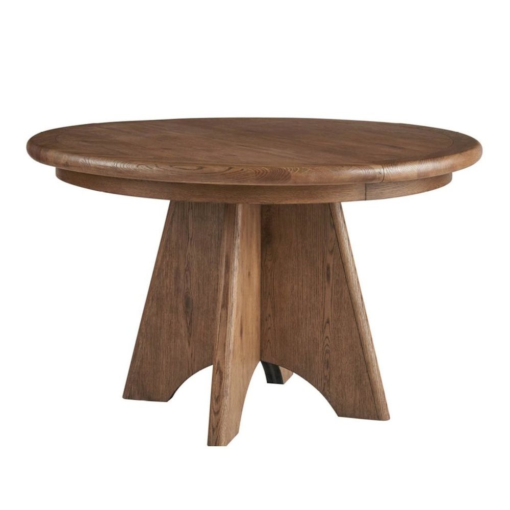 Round Oak Extendable Dining Table with 16" Leaf and Premium Solid Oak