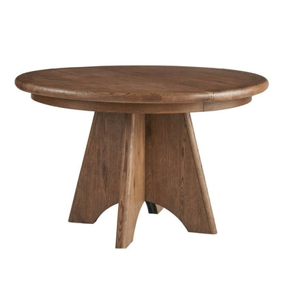 Round Oak Extendable Dining Table with 16" Leaf and Premium Solid Oak