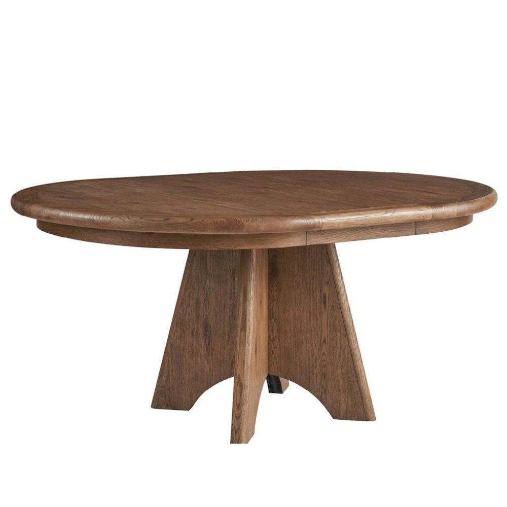 Round Oak Extendable Dining Table with 16" Leaf and Premium Solid Oak