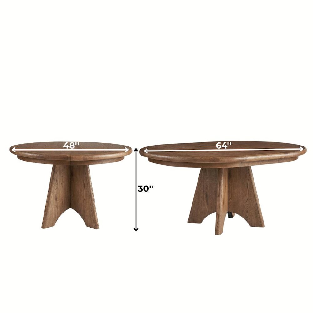 Round Oak Extendable Dining Table with 16" Leaf and Premium Solid Oak
