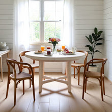 White Oak Round Extendable Dining Table with 18" Leaf and Premium Solid Oak