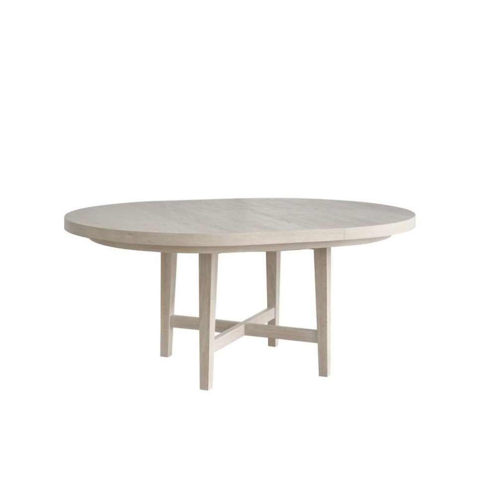 White Oak Round Extendable Dining Table with 18" Leaf and Premium Solid Oak