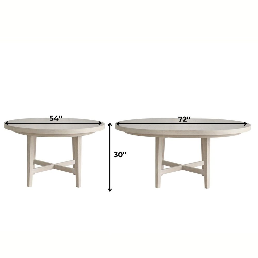 White Oak Round Extendable Dining Table with 18" Leaf and Premium Solid Oak