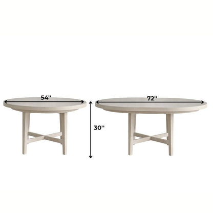 White Oak Round Extendable Dining Table with 18" Leaf and Premium Solid Oak
