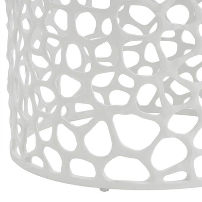 Metal Round Dining Table with Tempered Glass Top and Cast Aluminum Base, White