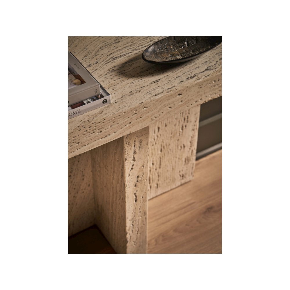 Daxton Console Table In White Travertine Color