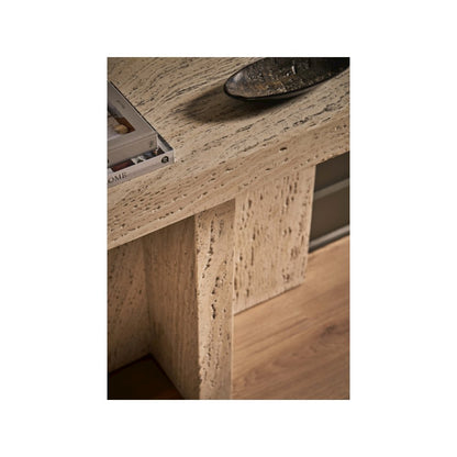 Daxton Console Table In White Travertine Color