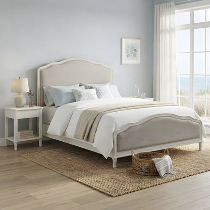 Viscose Upholstered Queen Platform Bed with Wood Frame, Cotton