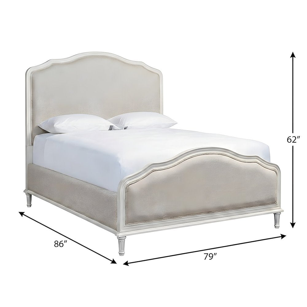 Viscose-Upholstered King Platform Bed with Wood Frame, Distressed Finish