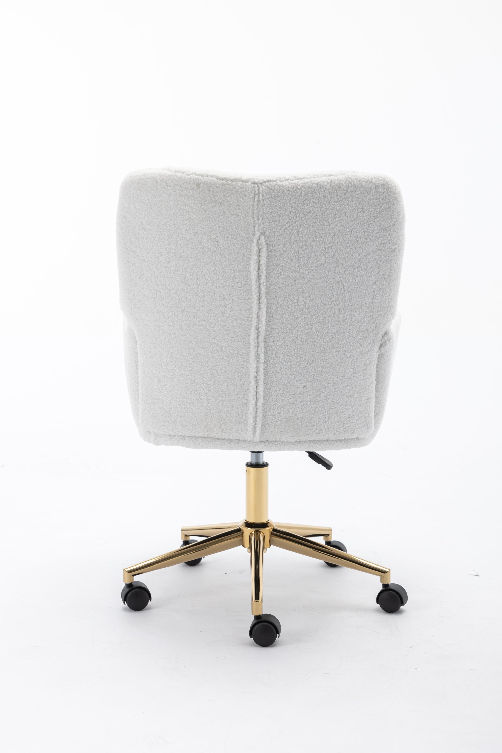 005-Teddy Fabric 360 Swivel Home Office Chair With Gold Metal Base And Universal Wheels,Ivory