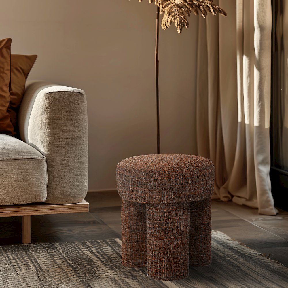 Larson Cognac Polyester Fabric Ottoman/Stool