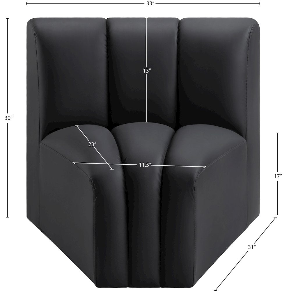 Arc Black Vegan Leather Curved Corner