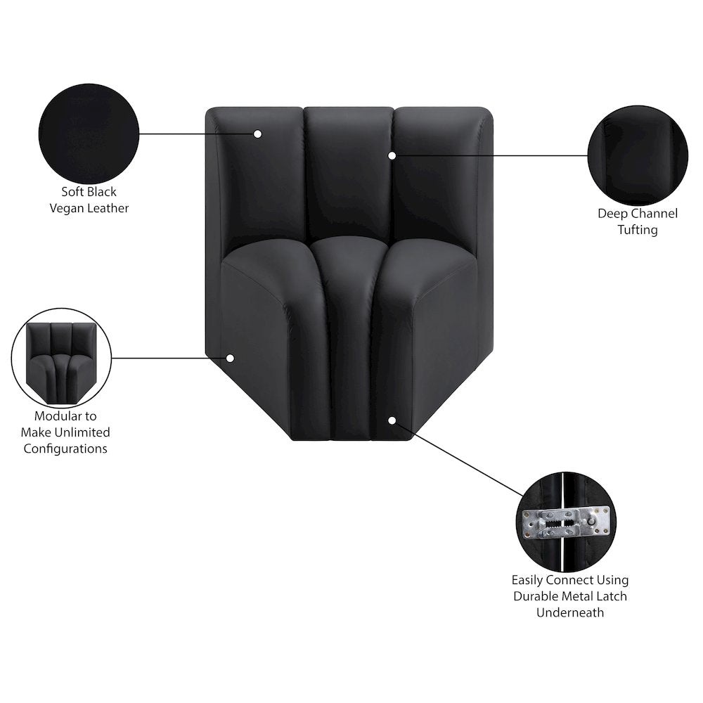 Arc Black Vegan Leather Curved Corner