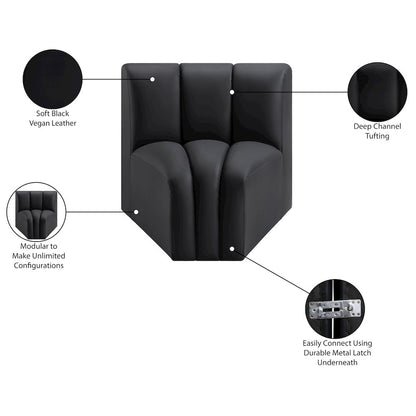 Arc Black Vegan Leather Curved Corner