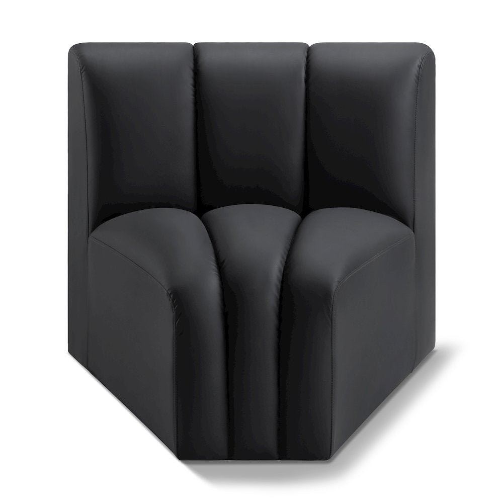 Arc Black Vegan Leather Curved Corner
