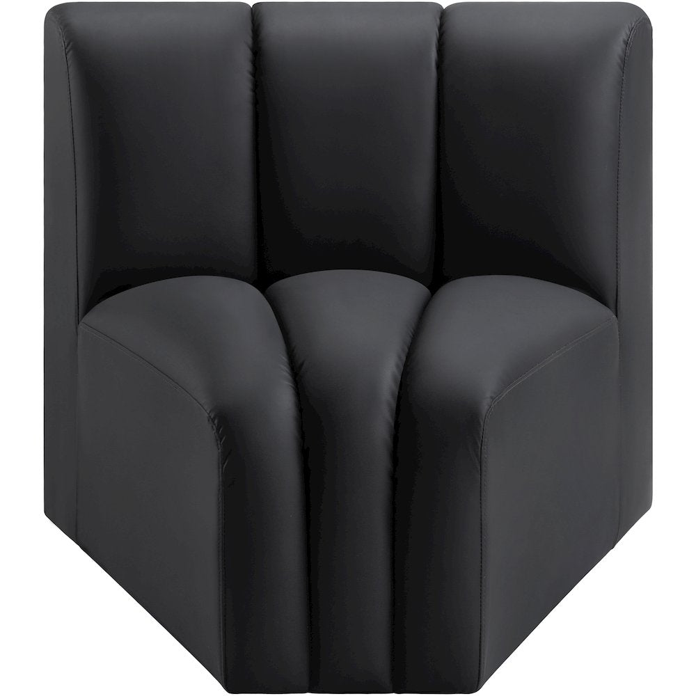 Arc Black Vegan Leather Curved Corner