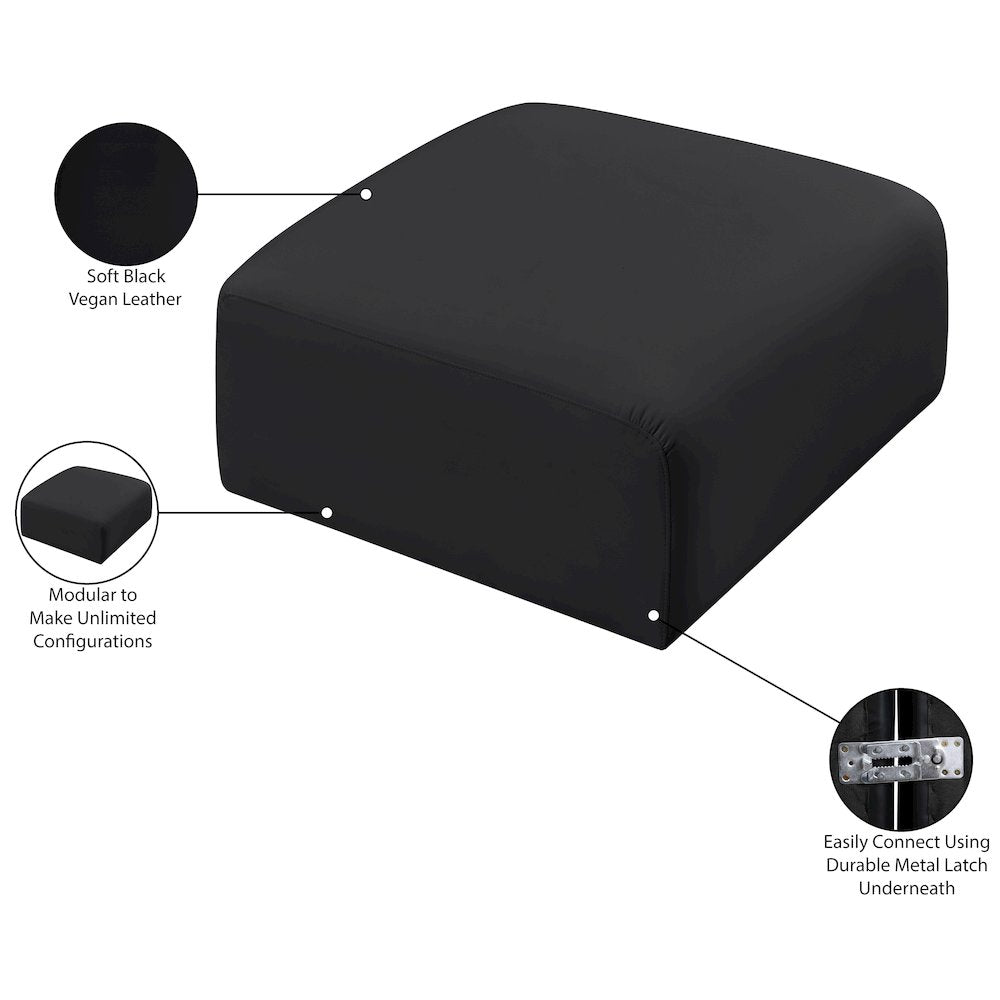 Arc Black Vegan Leather Ottoman