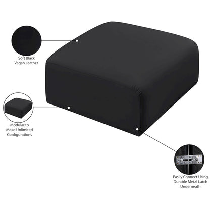 Arc Black Vegan Leather Ottoman