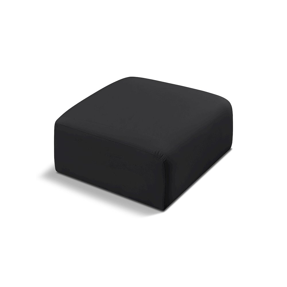 Arc Black Vegan Leather Ottoman