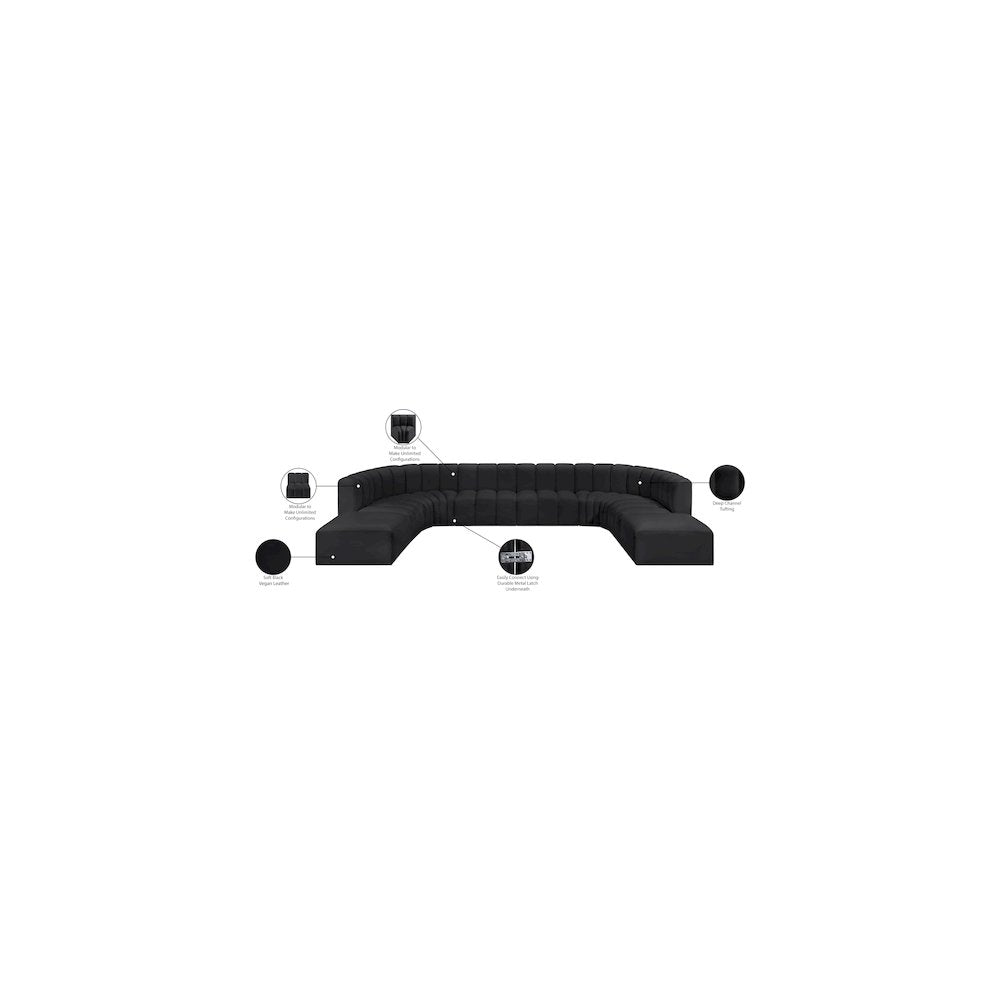Arc Black Vegan Leather Modular Sofa