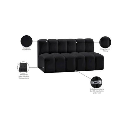 Arc Black Vegan Leather Modular Sofa
