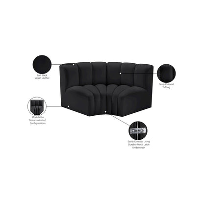 Arc Black Vegan Leather Modular Sofa