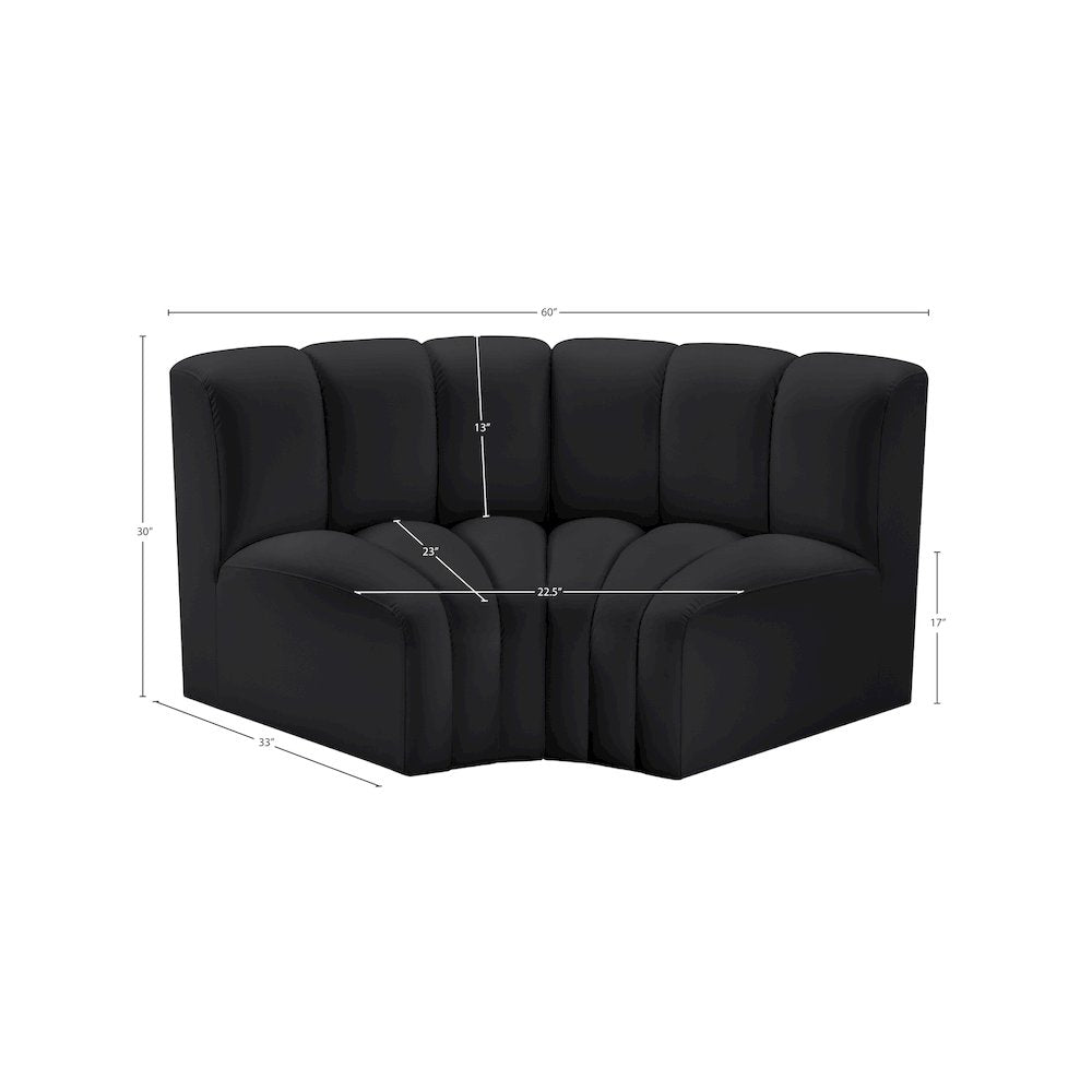Arc Black Vegan Leather Modular Sofa