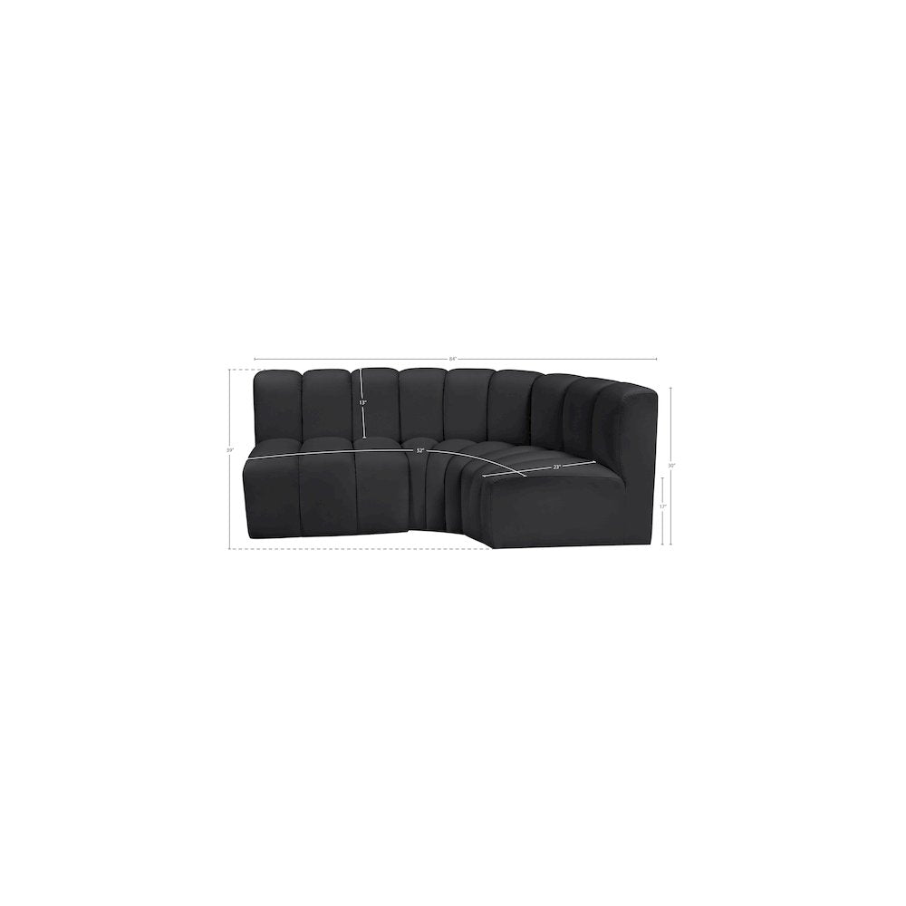 Arc Black Vegan Leather Modular Sofa