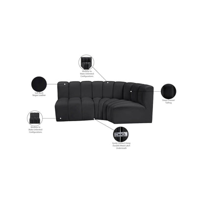 Arc Black Vegan Leather Modular Sofa