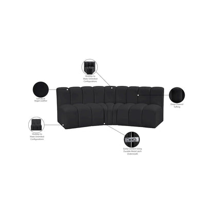 Arc Black Vegan Leather Modular Sofa