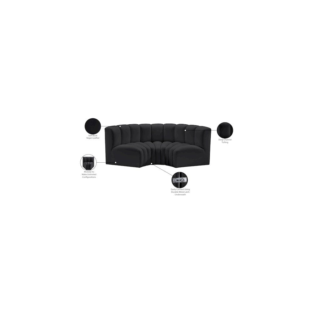 Arc Black Vegan Leather Modular Sofa