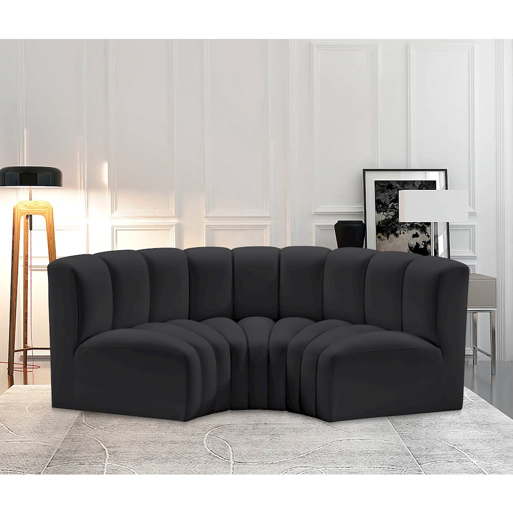 Arc Black Vegan Leather Modular Sofa