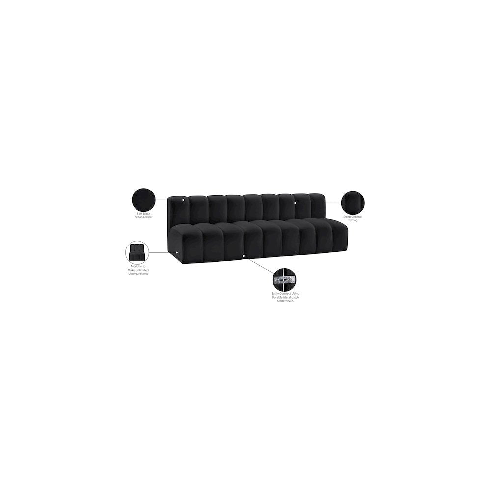 Arc Black Vegan Leather Modular Sofa