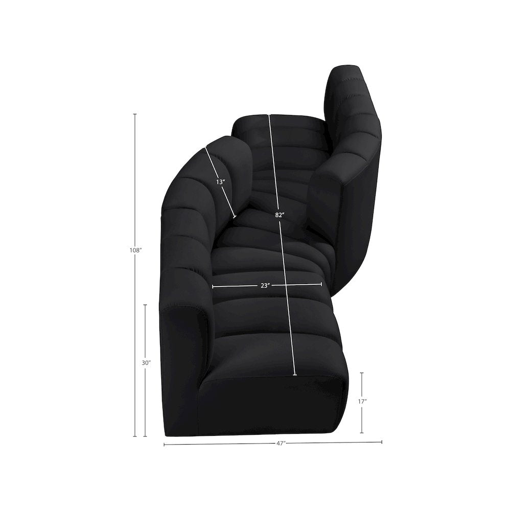 Arc Black Vegan Leather Modular Sofa