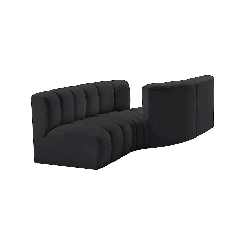 Arc Black Vegan Leather Modular Sofa