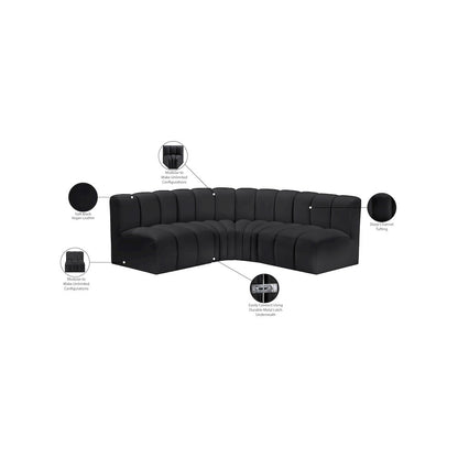 Arc Black Vegan Leather Modular Sofa