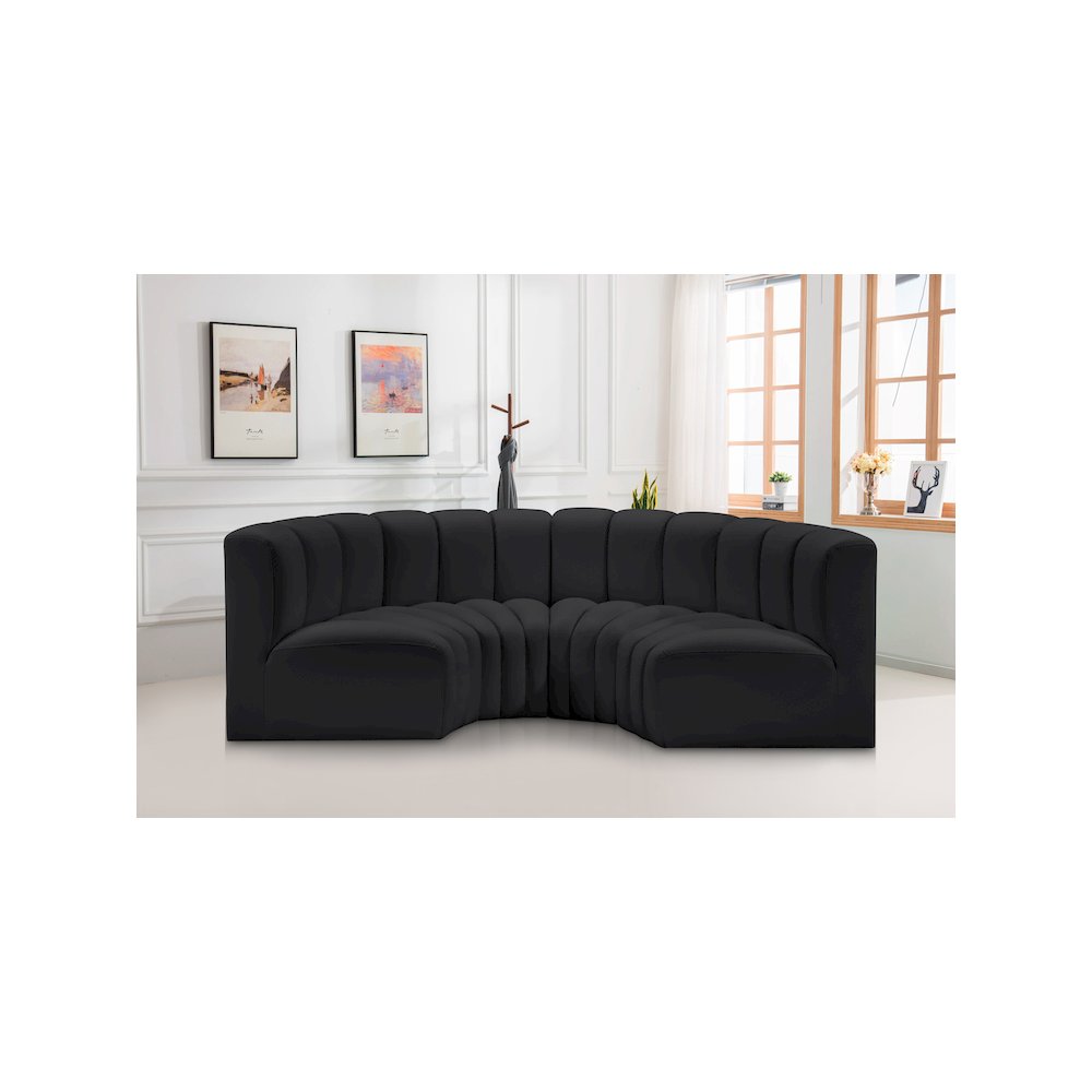 Arc Black Vegan Leather Modular Sofa