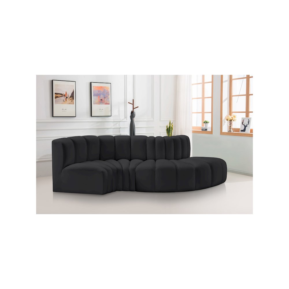 Arc Black Vegan Leather Modular Sofa