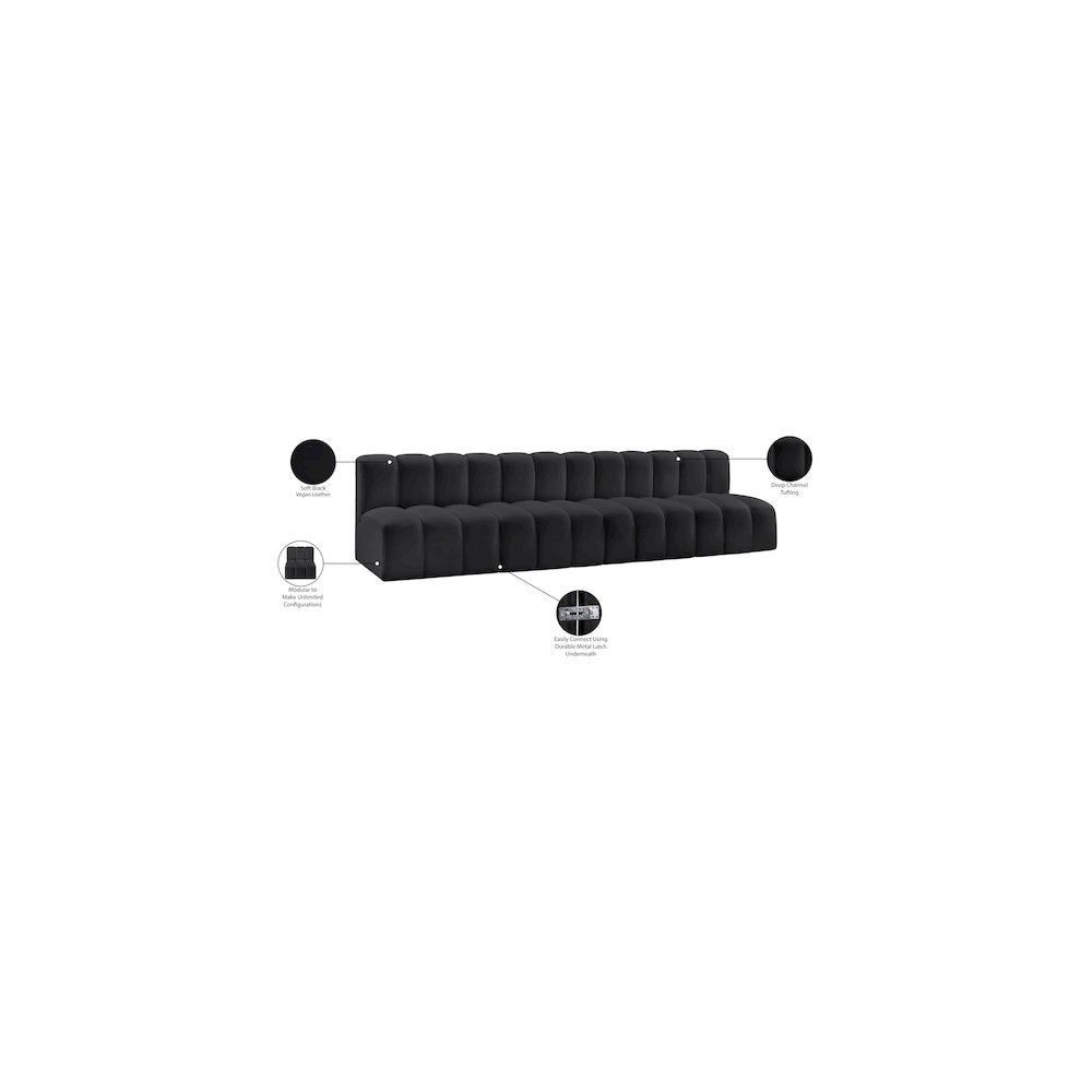 Arc Black Vegan Leather Modular Sofa