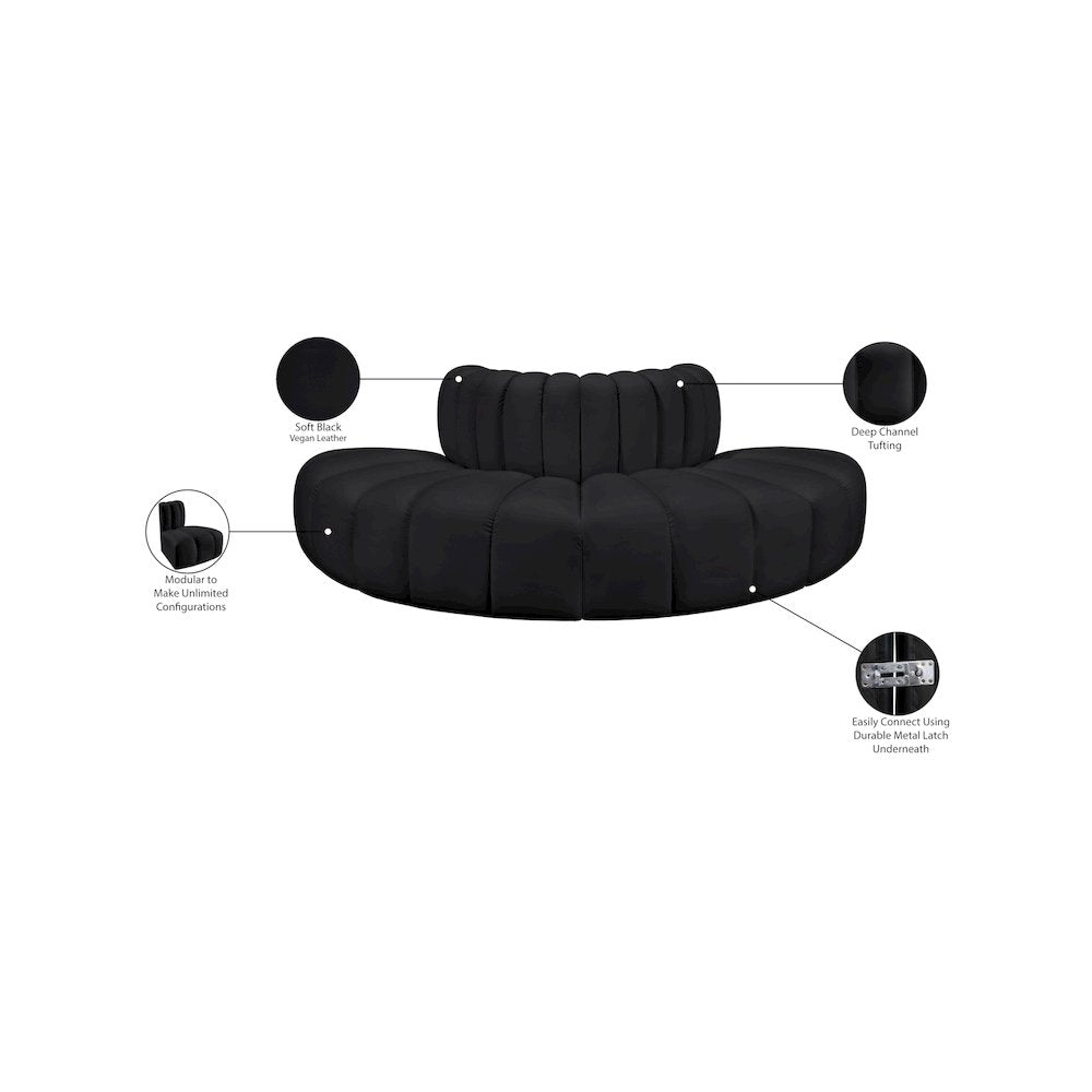 Arc Black Vegan Leather Modular Sofa