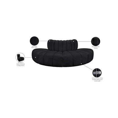 Arc Black Vegan Leather Modular Sofa